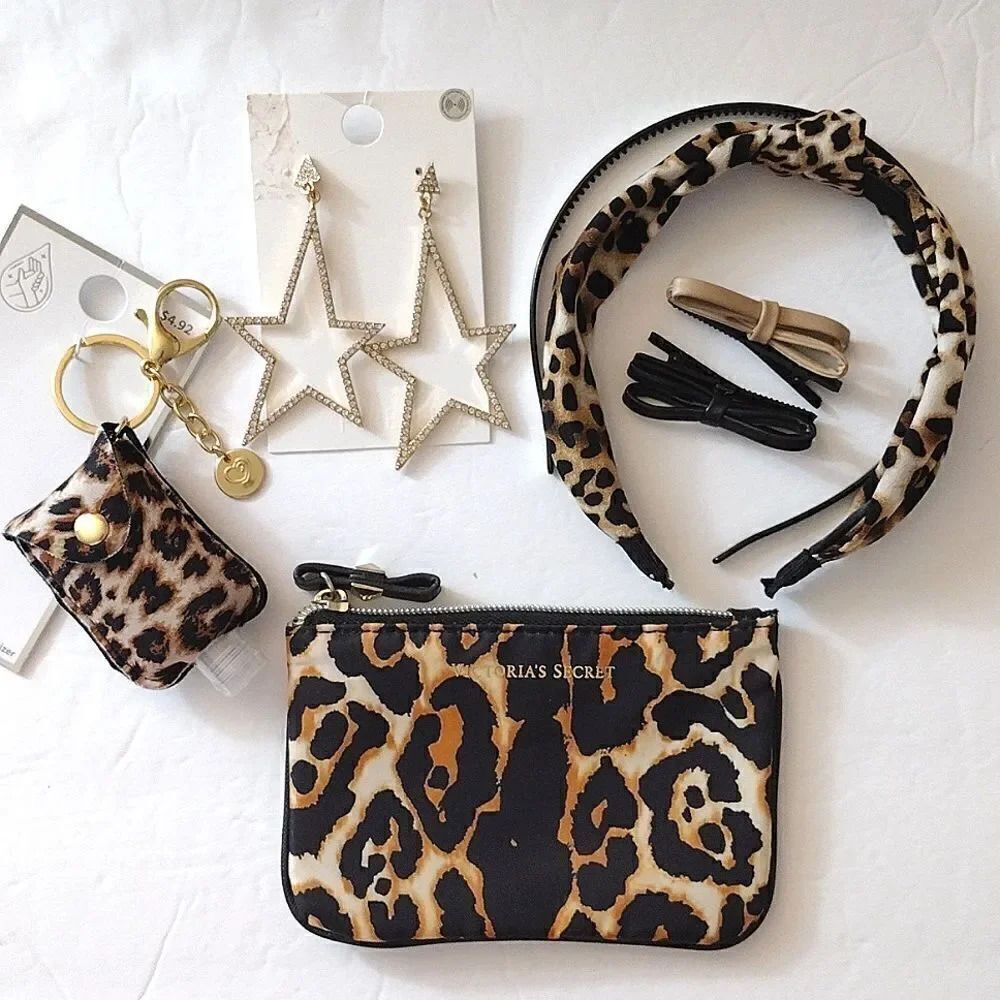 Victoria's Secret Animal Print Bag With Matching Accessories Bundle of 7 NEW